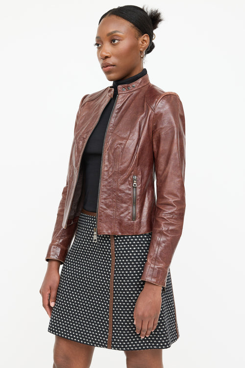 Prada Leather Cafe Racer Jacket