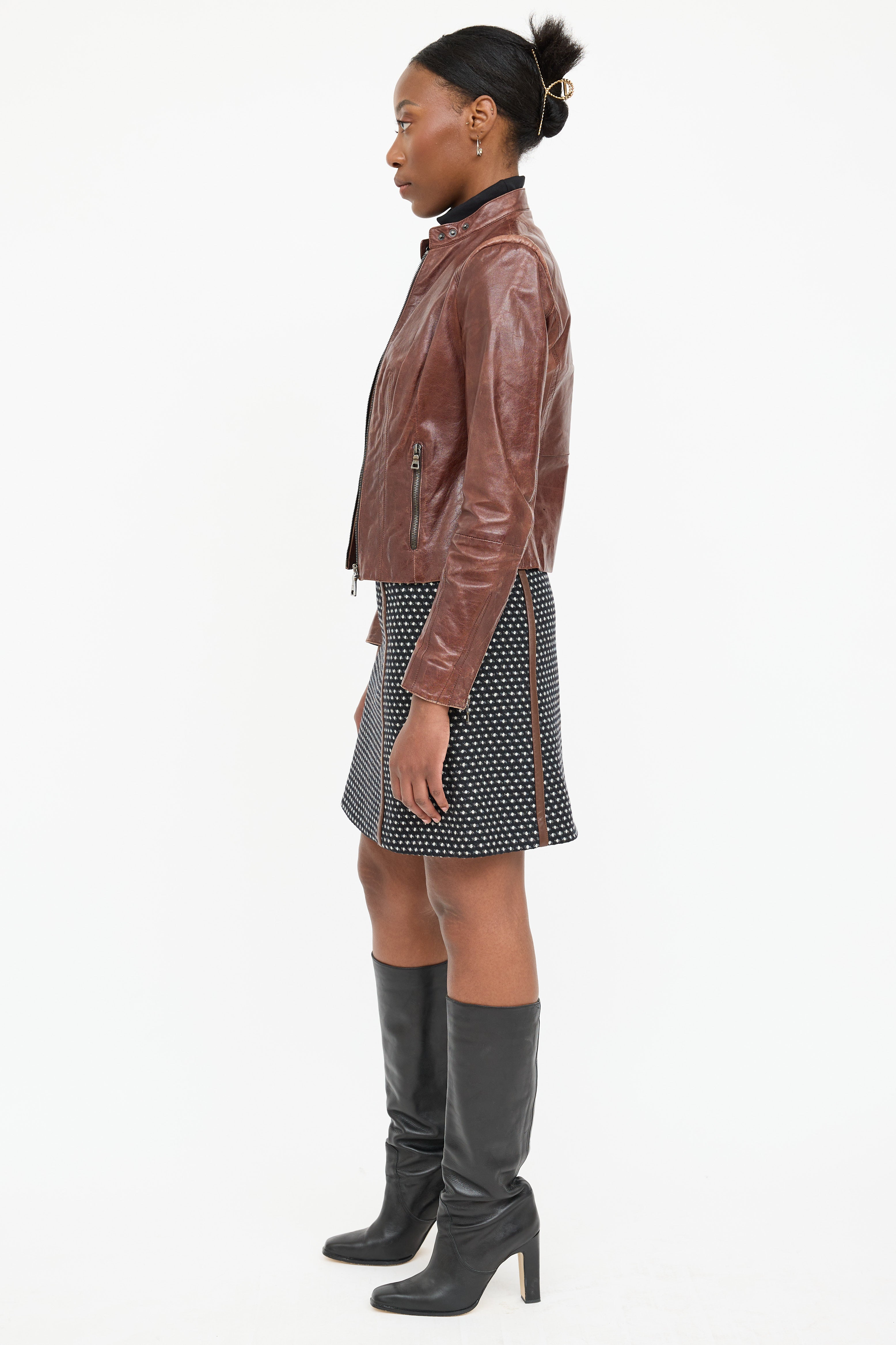 Prada Leather Cafe Racer Jacket