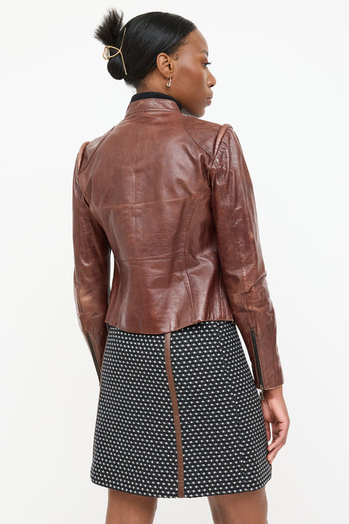Prada Leather Cafe Racer Jacket