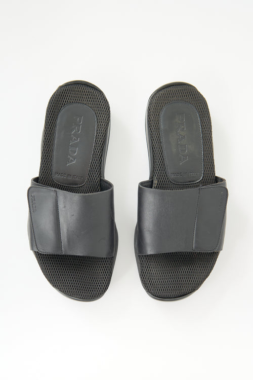 Prada Sport Leather & Mesh Slide