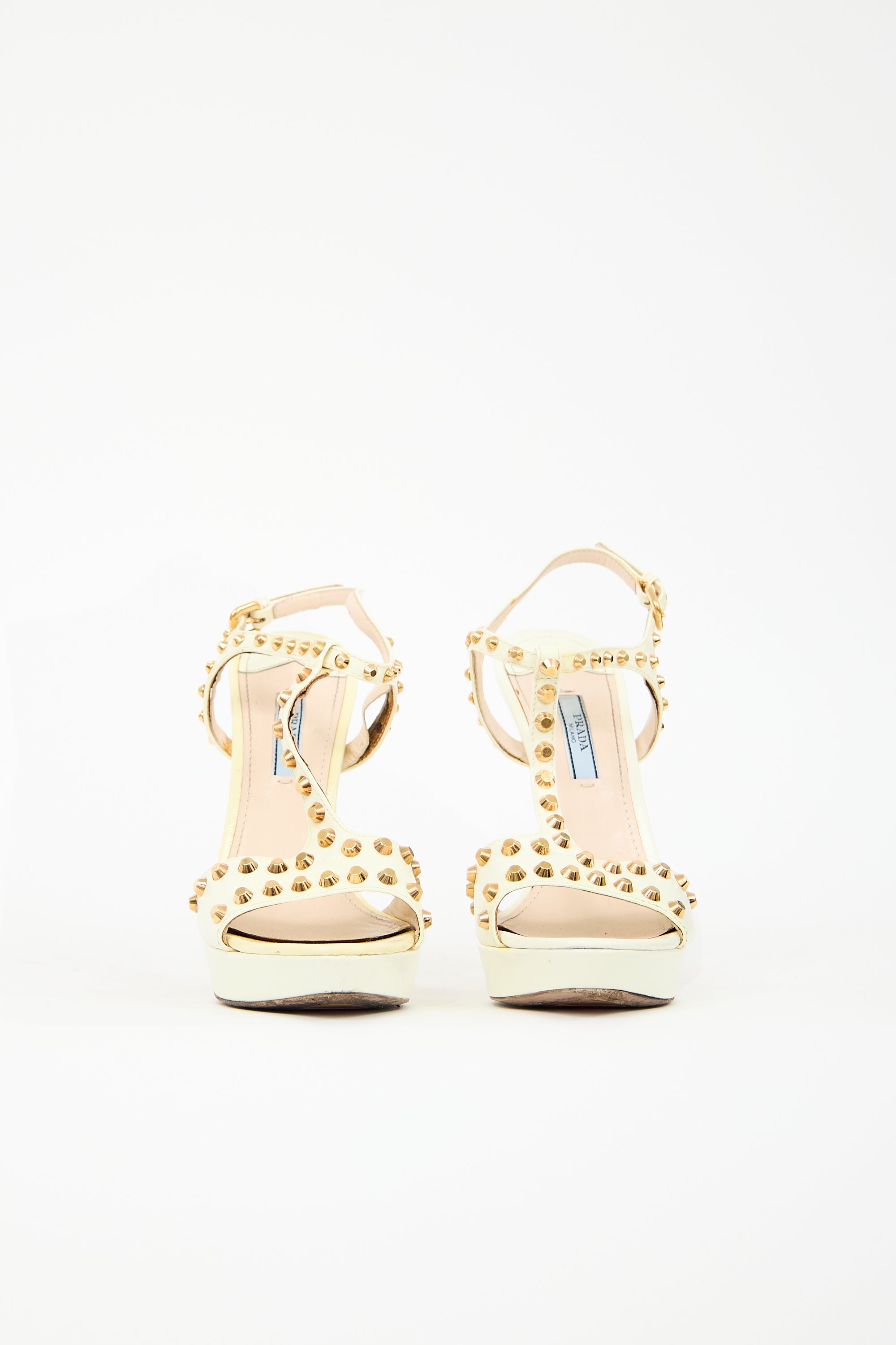 Prada Leather Studded Platform Heel