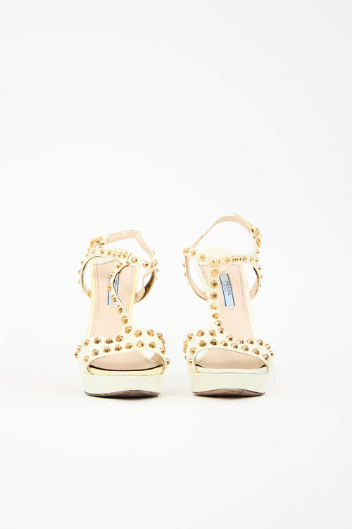 Prada Leather Studded Platform Heel