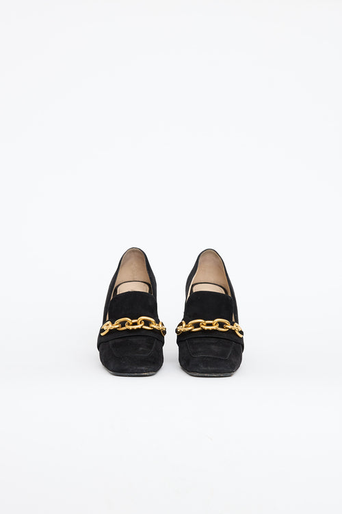 Prada Suede Chain High Heel Loafer