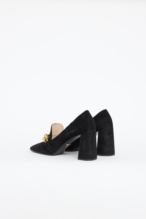 Prada Suede Chain High Heel Loafer