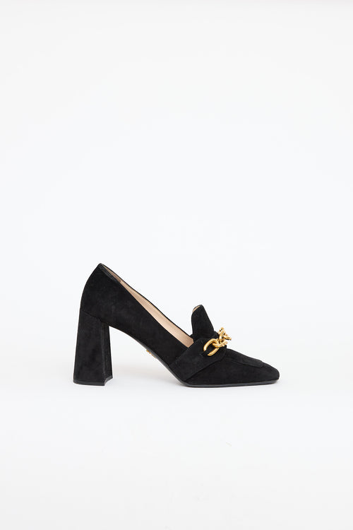 Prada Suede Chain High Heel Loafer