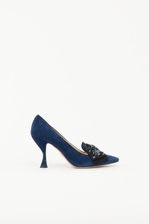 Prada Suede Embellished Pump