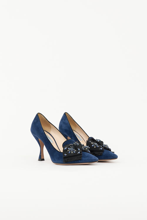 Prada Suede Embellished Pump