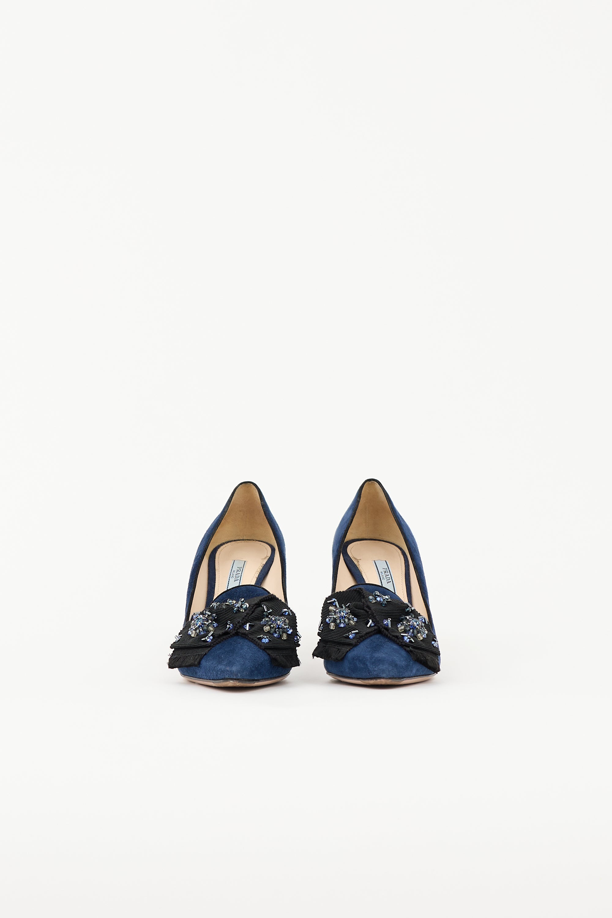 Prada Suede Embellished Pump