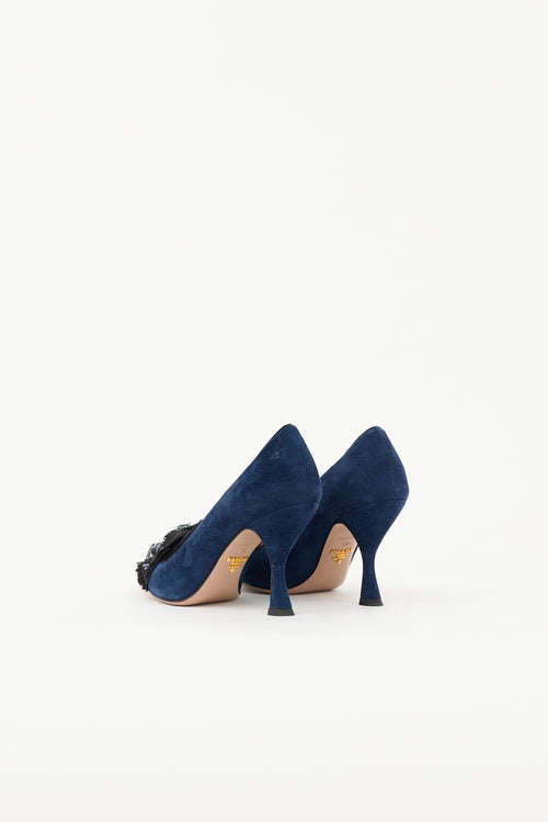 Prada Suede Embellished Pump