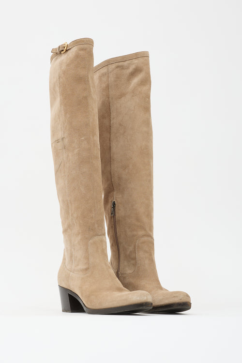 Prada Suede Knee High Boot