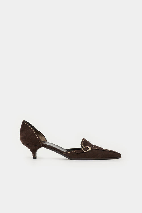 Prada Suede Square Toe  Heel