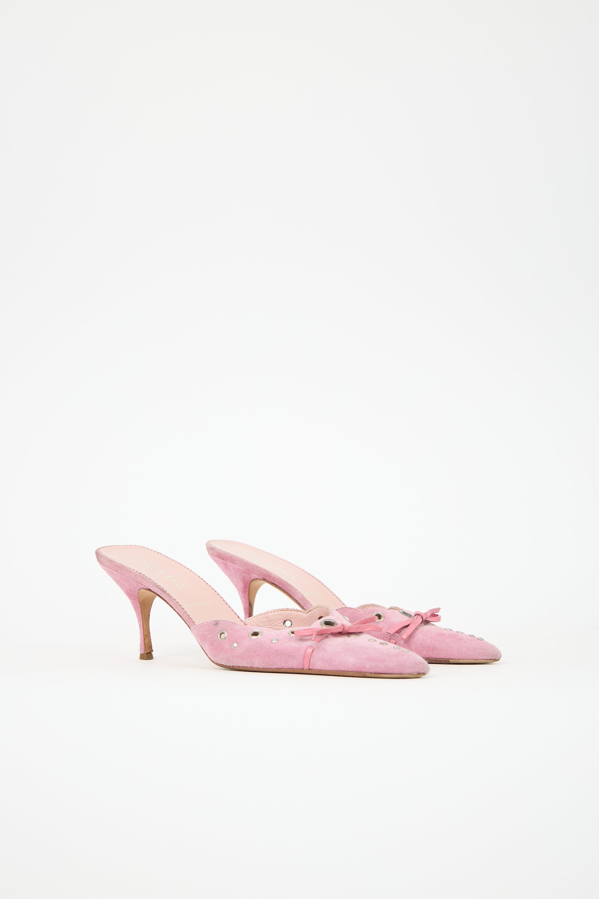 Prada Suede Grommet Mule