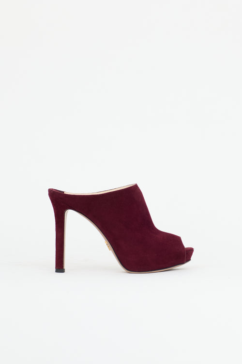 Prada Suede Peep Toe Mule