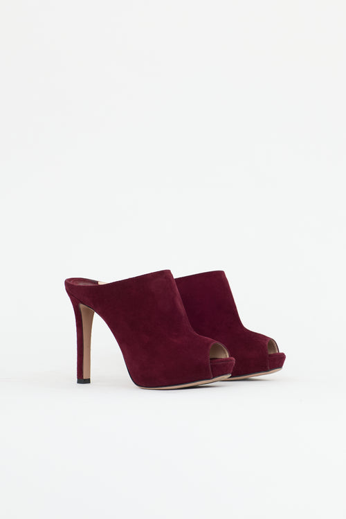 Prada Suede Peep Toe Mule