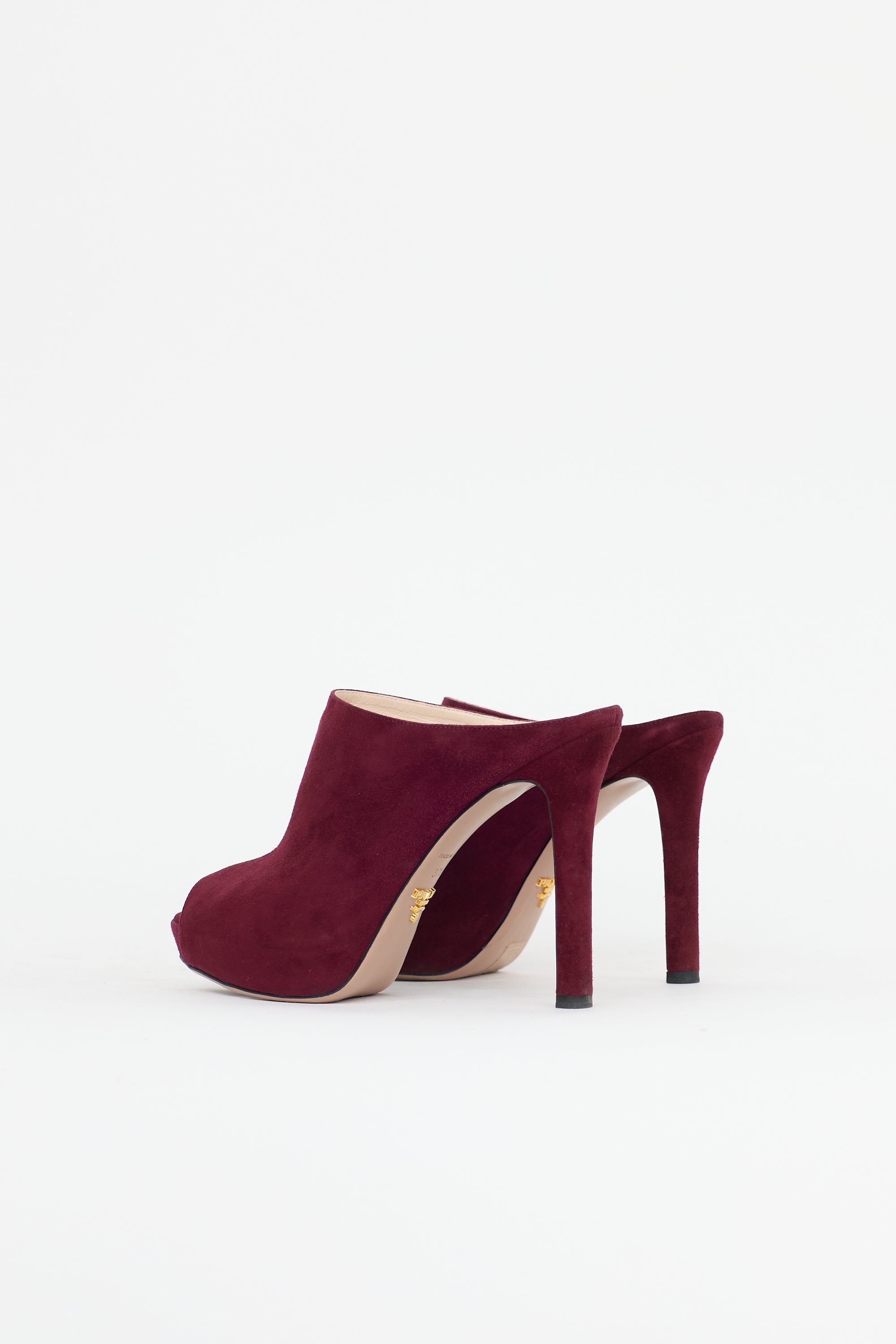 Prada Suede Peep Toe Mule