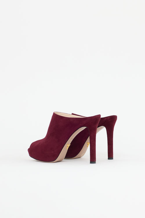 Prada Suede Peep Toe Mule