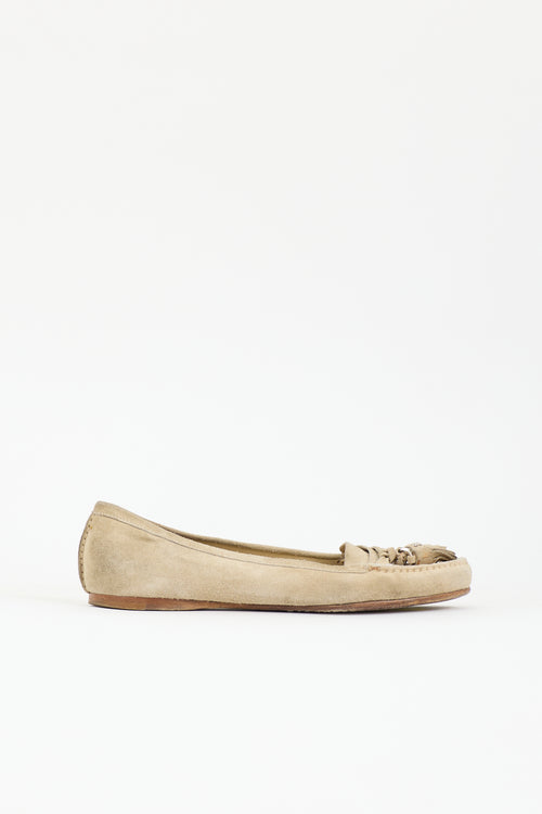 Prada Suede Tassel Driving Loafer