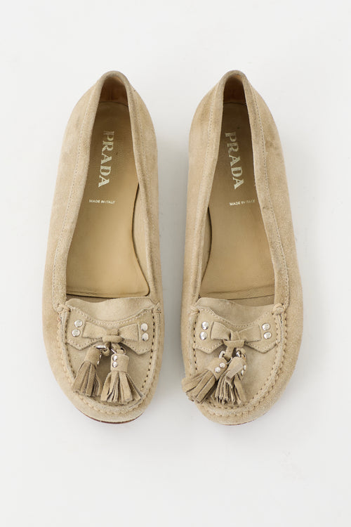 Prada Suede Tassel Driving Loafer