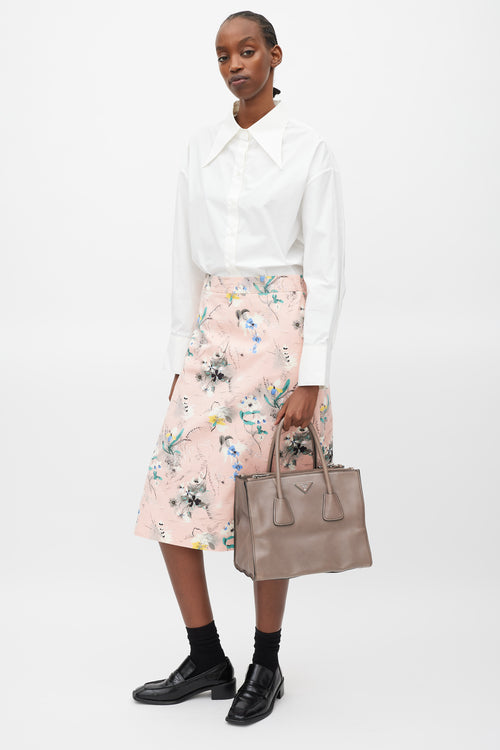 Prada Taupe & Silver Leather City Bag