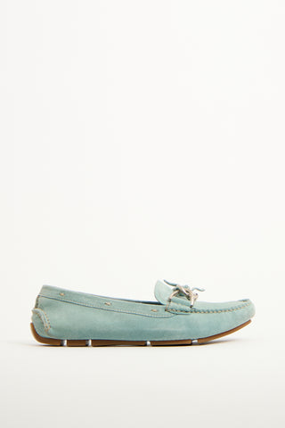 Prada Teal Suede Driving Loafer