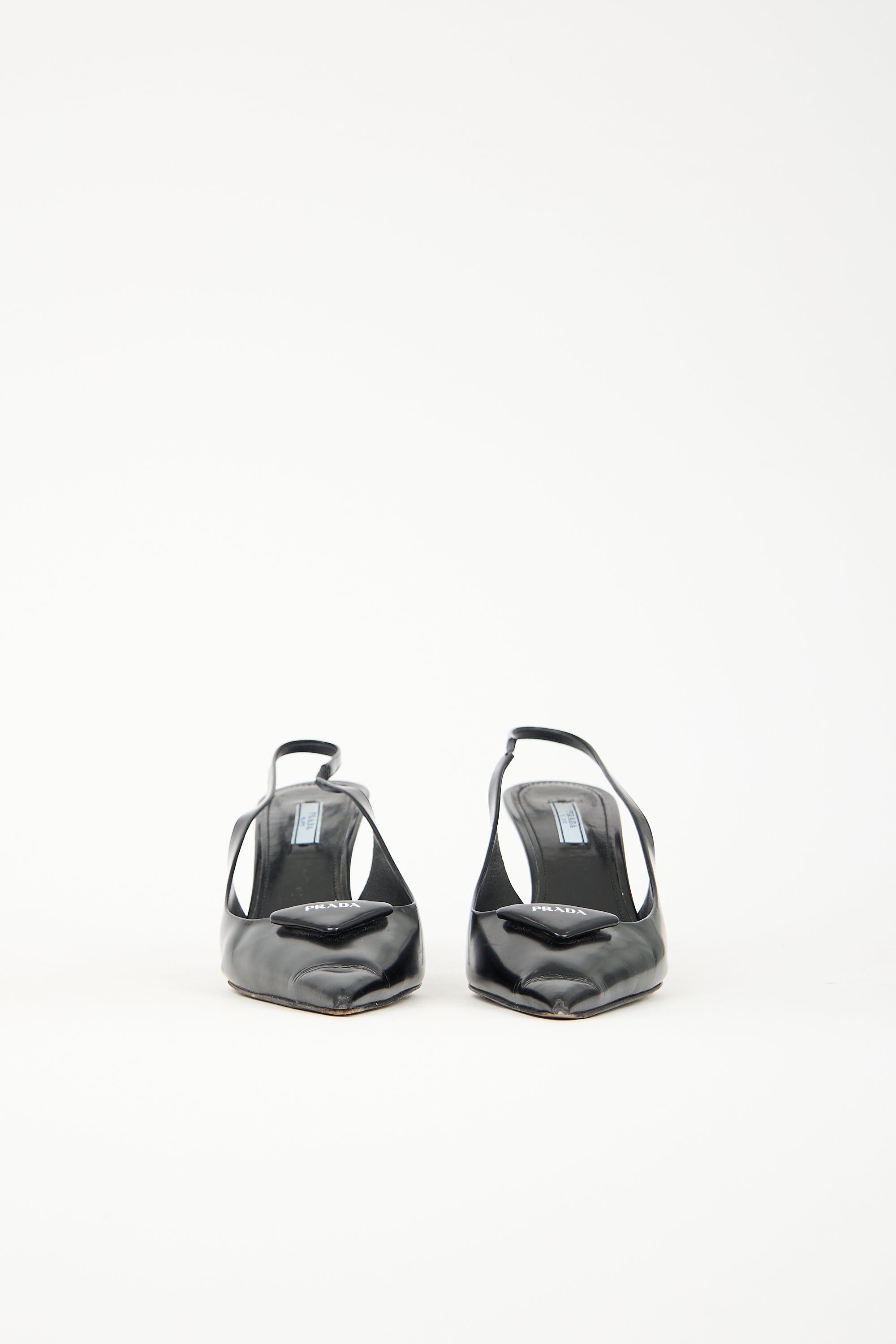 Prada Leather Logo Slingback Pump