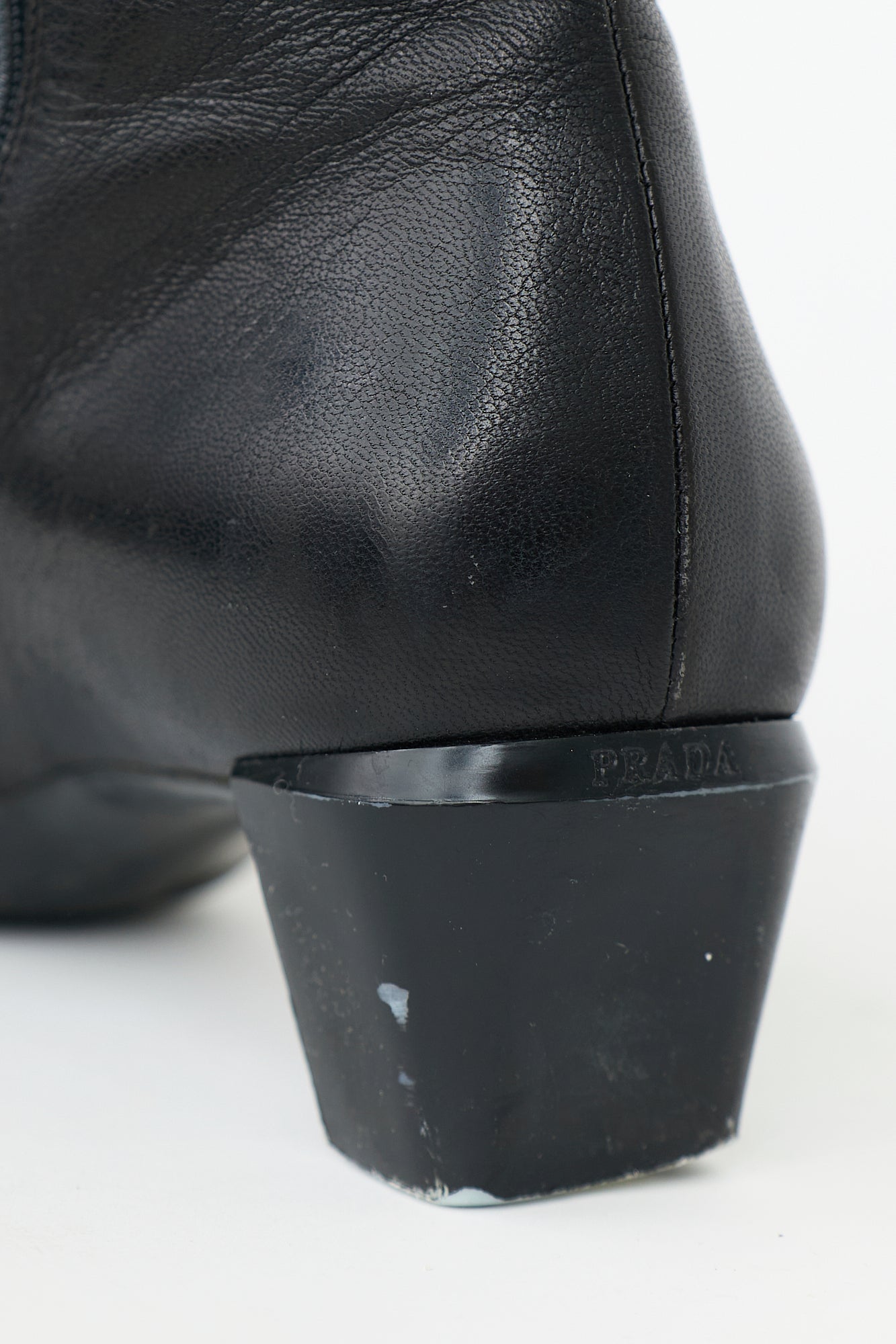 Prada Vintage Leather Buckle Ankle Boot