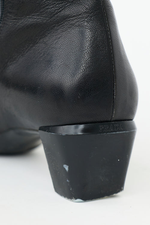 Prada Vintage Leather Buckle Ankle Boot