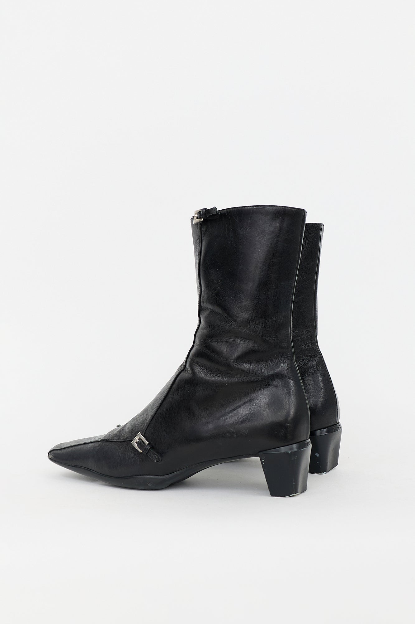Prada Vintage Leather Buckle Ankle Boot