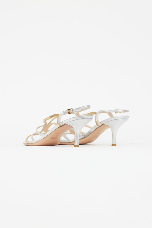 Prada Vintage Silver & Gold Leather Slingback Heel