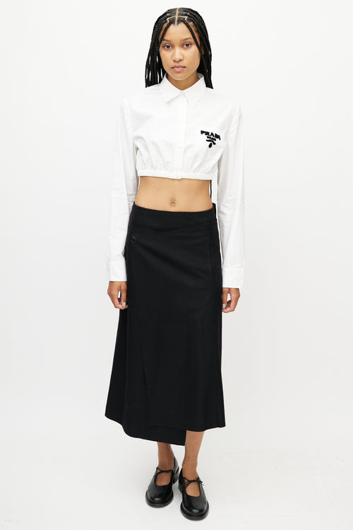 Prada White & Black Cropped Logo Shirt