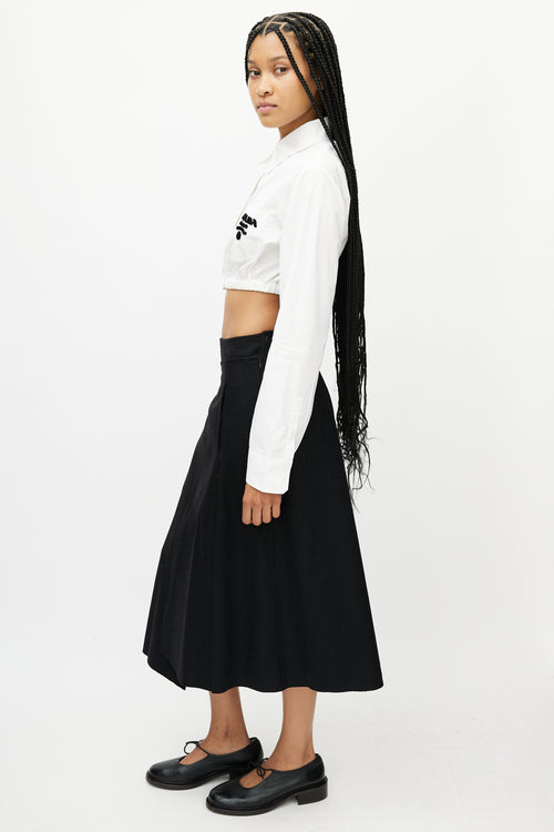 Prada White & Black Cropped Logo Shirt