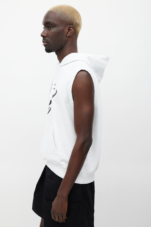 Prada White & Black Sleeveless Anchor Logo Hoodie