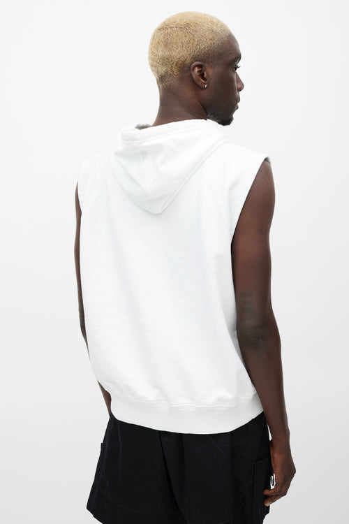 Prada White & Black Sleeveless Anchor Logo Hoodie