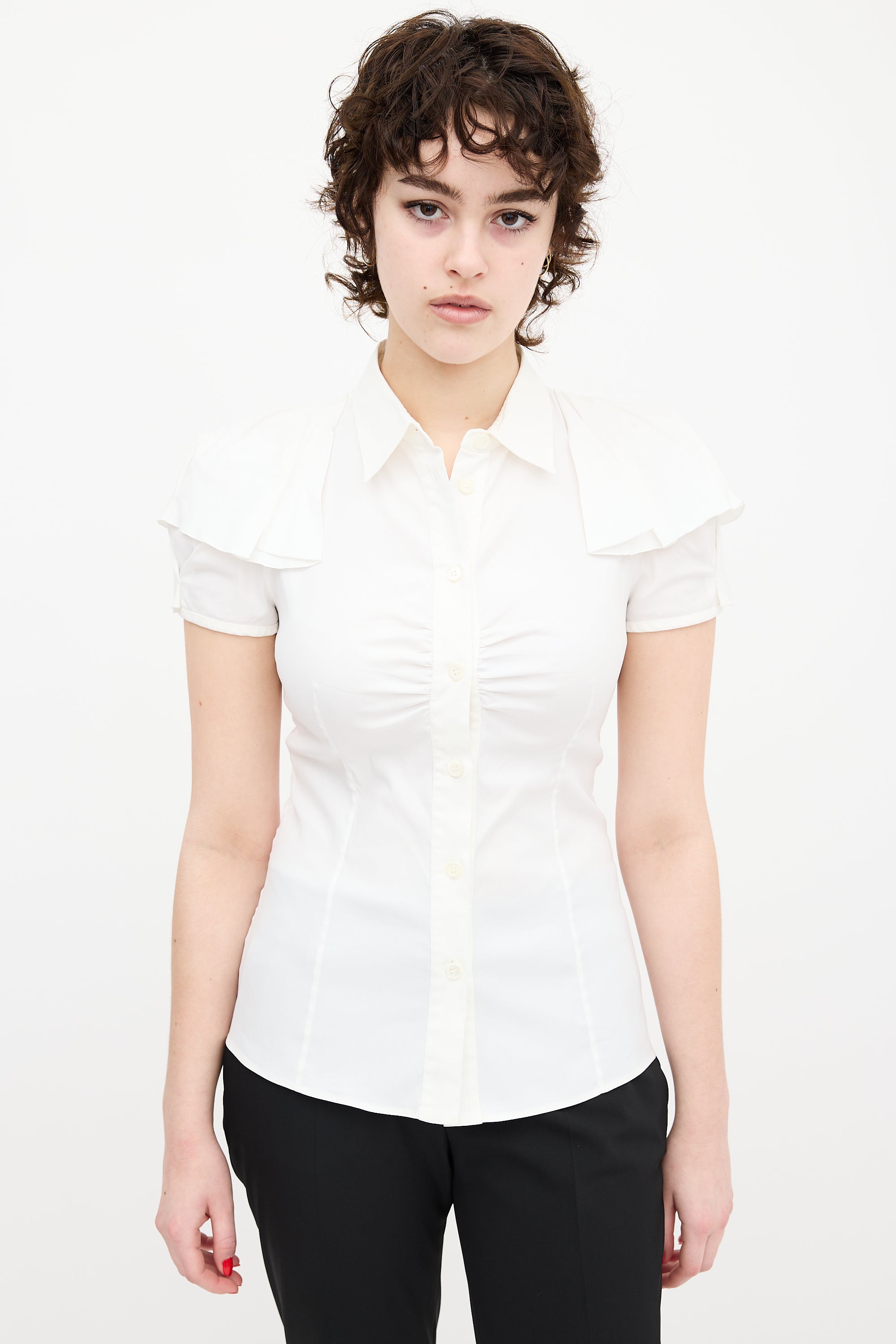 Prada White Flutter Shirt