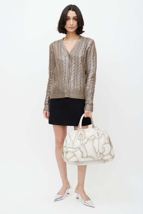 Prada White & Gold Patchwork Leather Bag