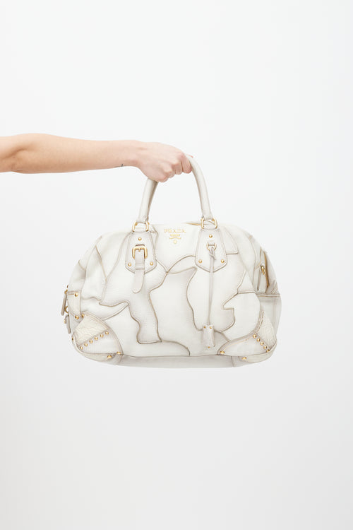 Prada White & Gold Patchwork Leather Bag