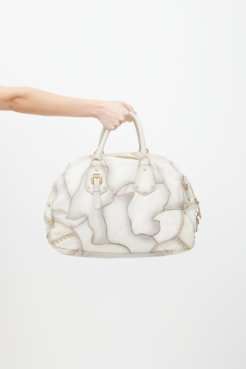 Prada White & Gold Patchwork Leather Bag