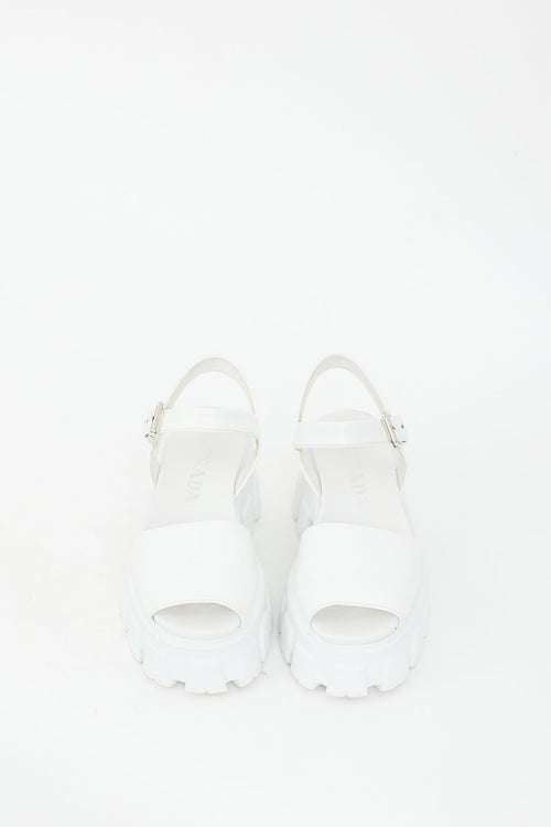 Prada White Patent & Rubber Extralight Platform Sandal