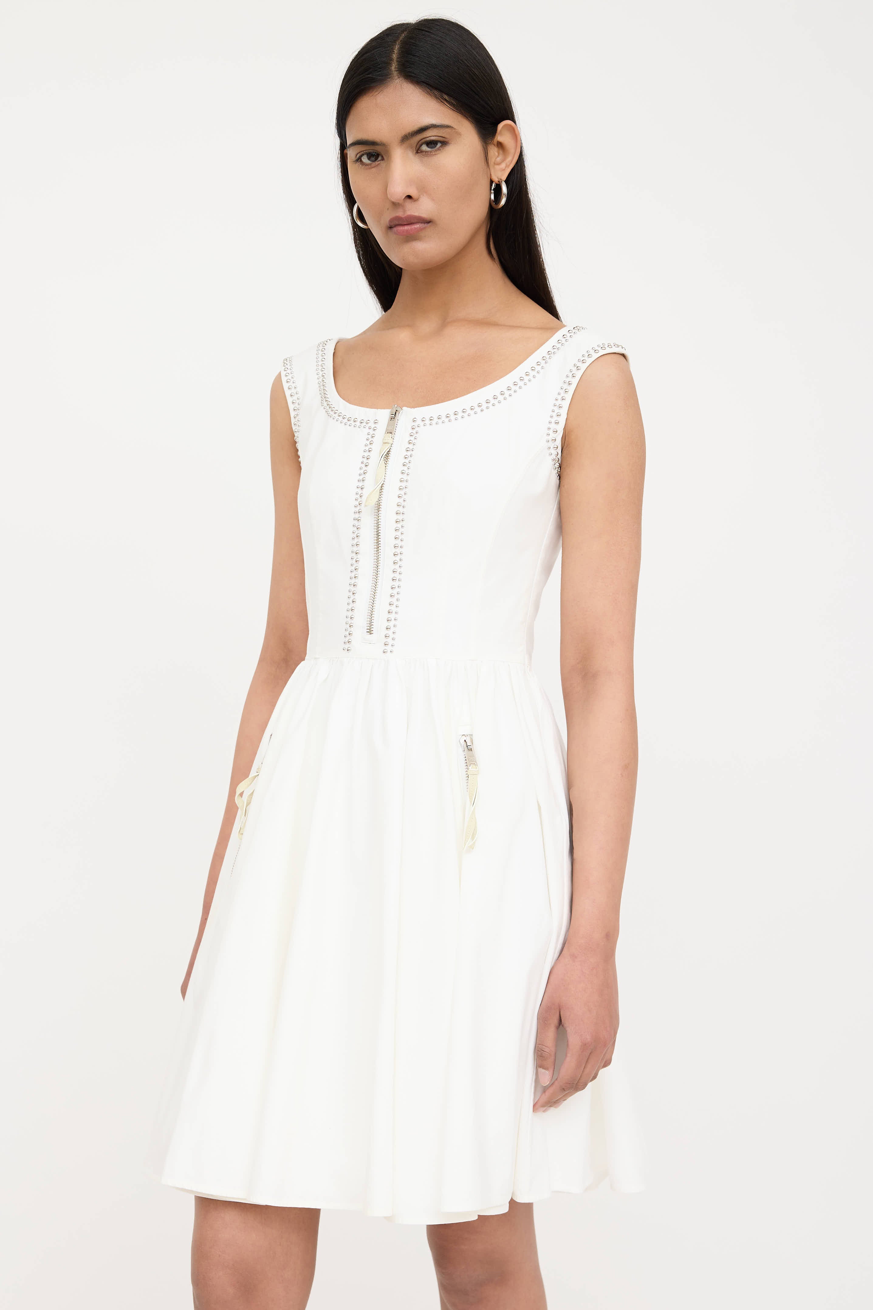 Prada 2015 Studded Pleated Dress