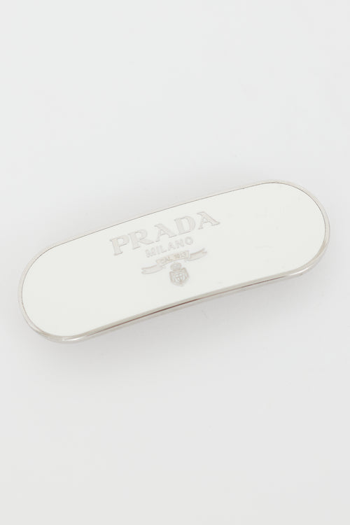 Prada White & Silver Metal Hair Clip