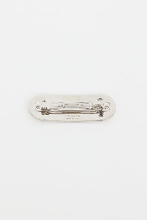 Prada White & Silver Metal Hair Clip