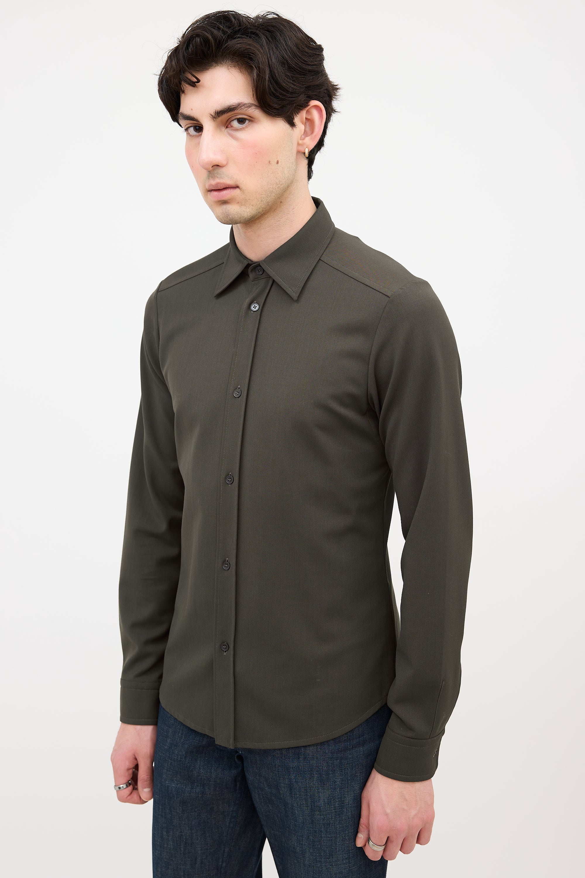Prada Wool Cuff Logo Shirt