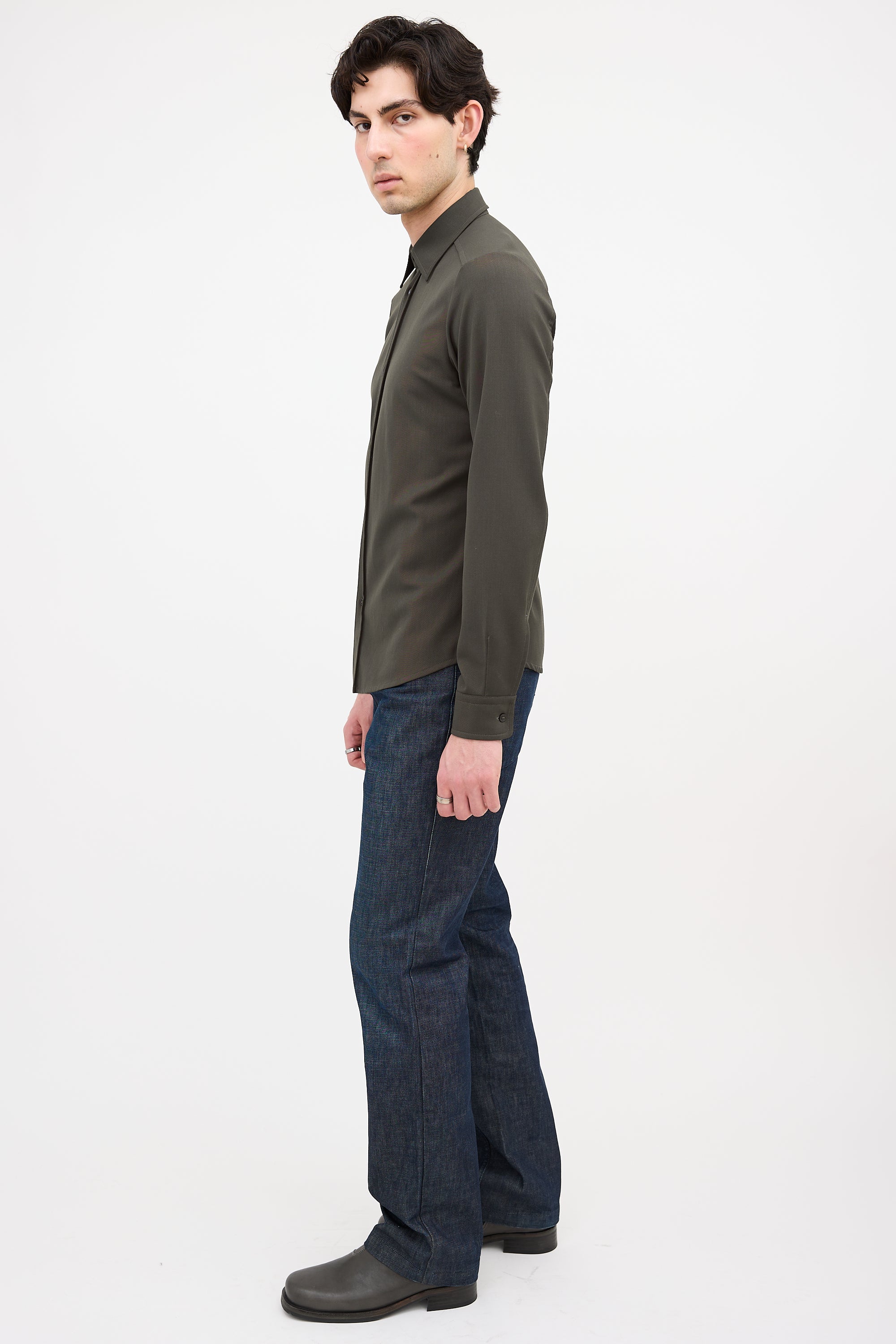 Prada Wool Cuff Logo Shirt