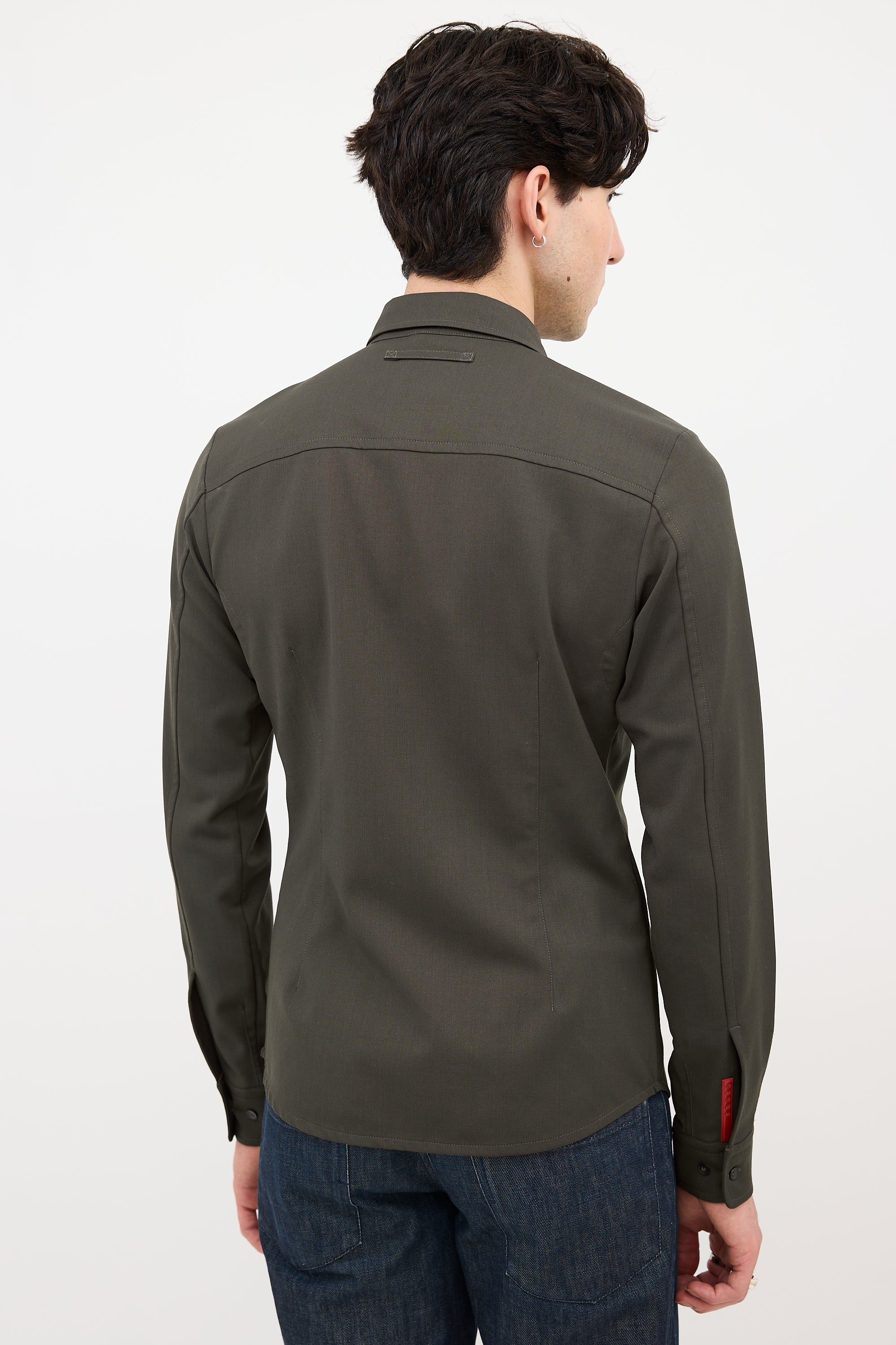 Prada Wool Cuff Logo Shirt