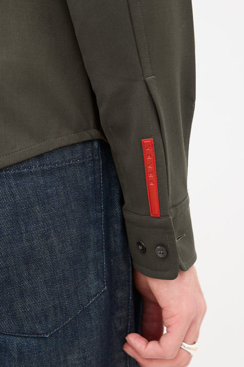 Prada Wool Cuff Logo Shirt