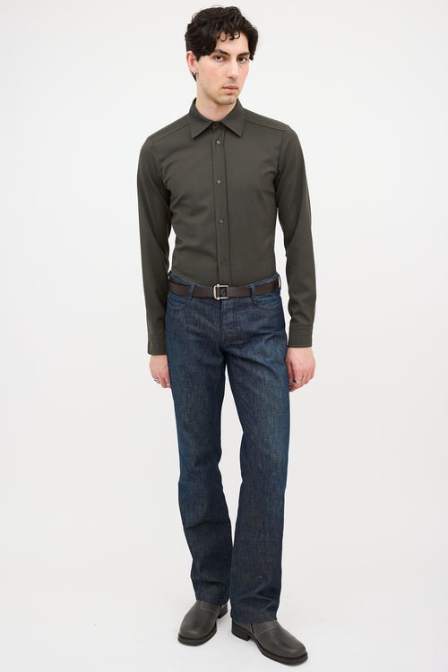 Prada Wool Cuff Logo Shirt