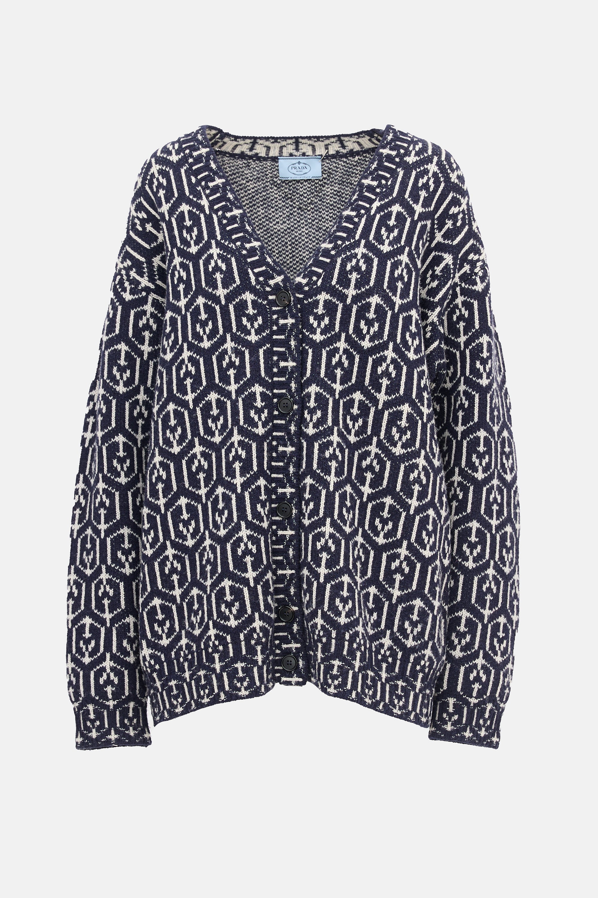 Prada Wool Intarsia Cardigan