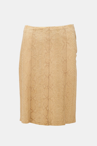Prada Tan Leather Mid Length Skirt