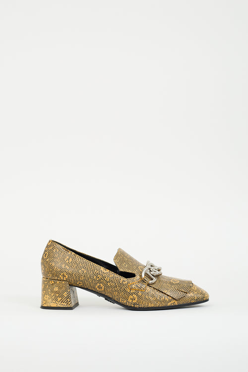 Prada Yellow & Black Embossed Leather Loafer