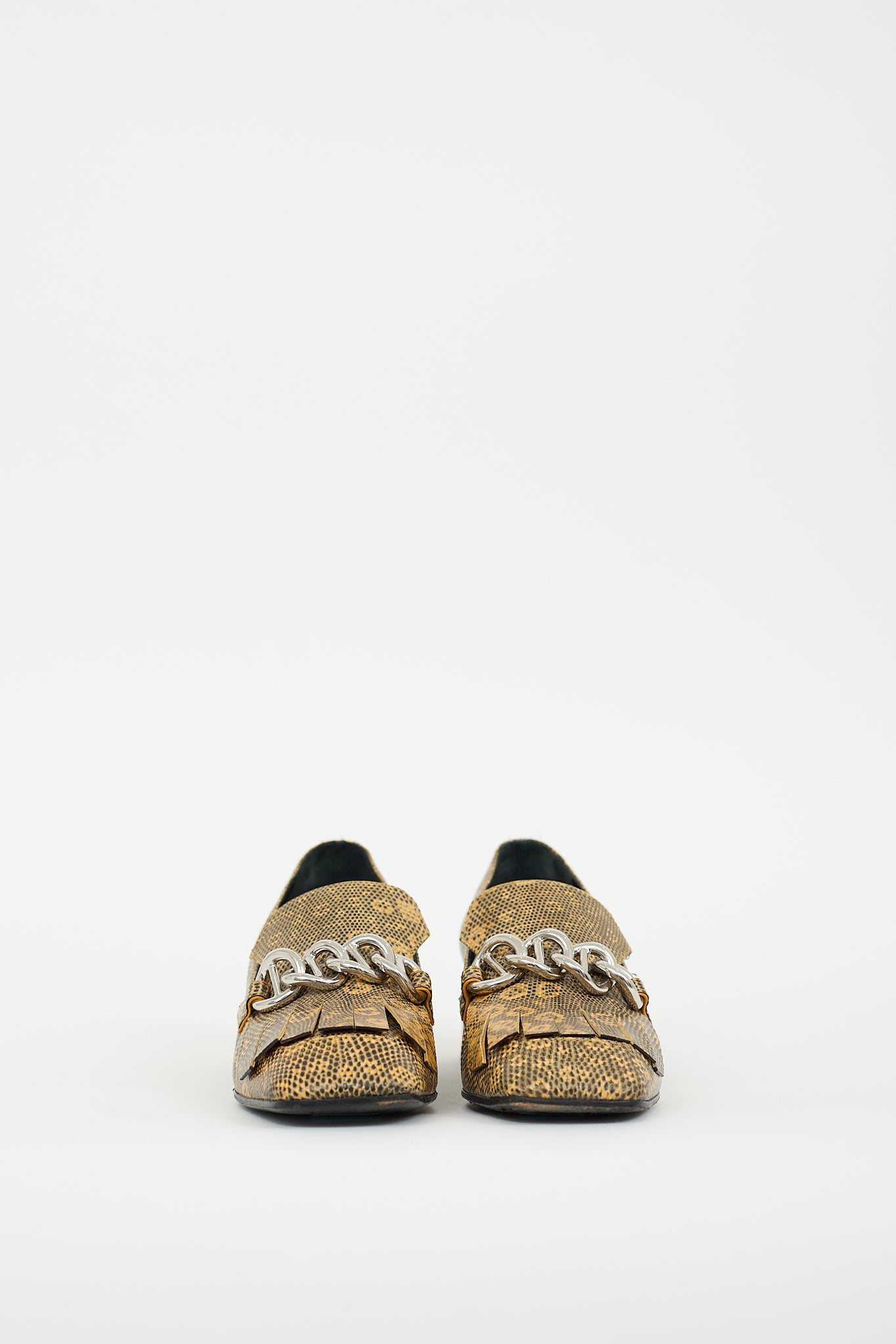 Prada Yellow & Black Embossed Leather Loafer